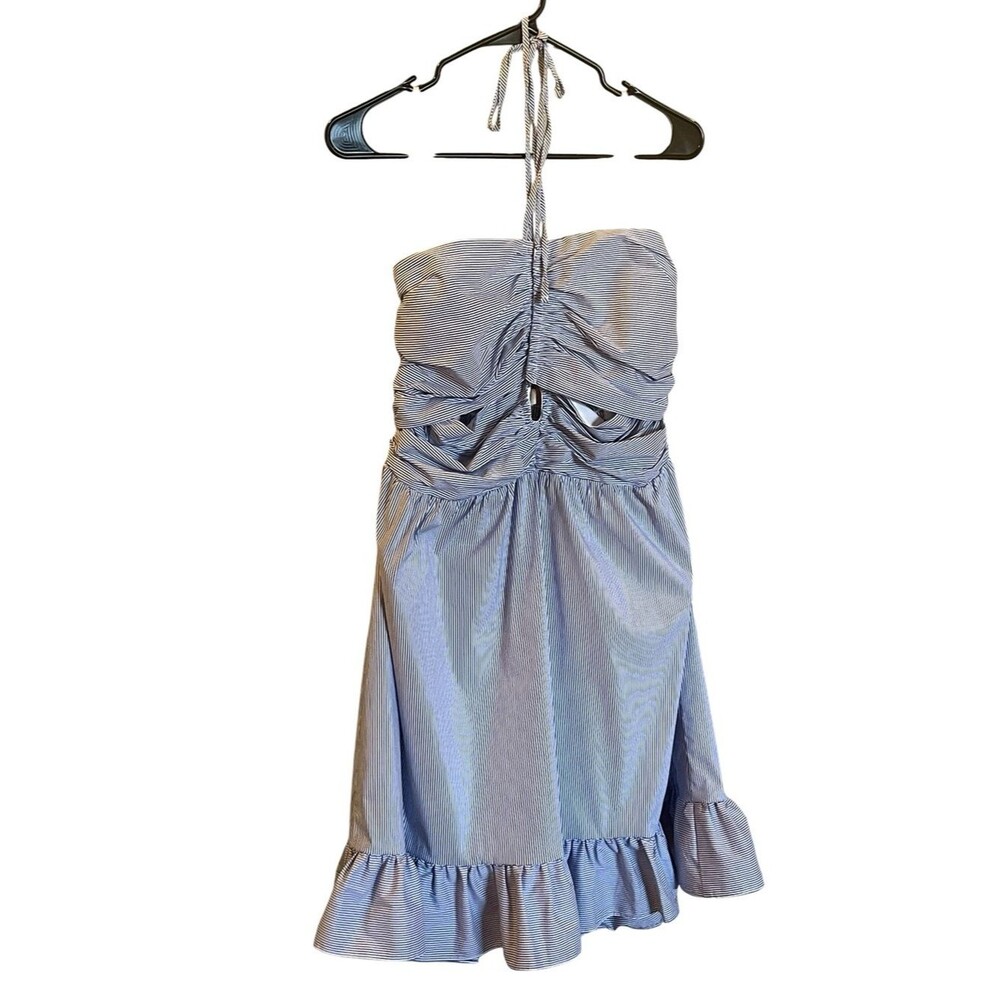 NWT Bailey 44 "Zahara" Halter Blue/White Striped Mini Dress Size Large